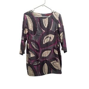 Women’s Silk Printed Scoop Neck Tunic Dress w/Pockets In Small By Ryan Roberts